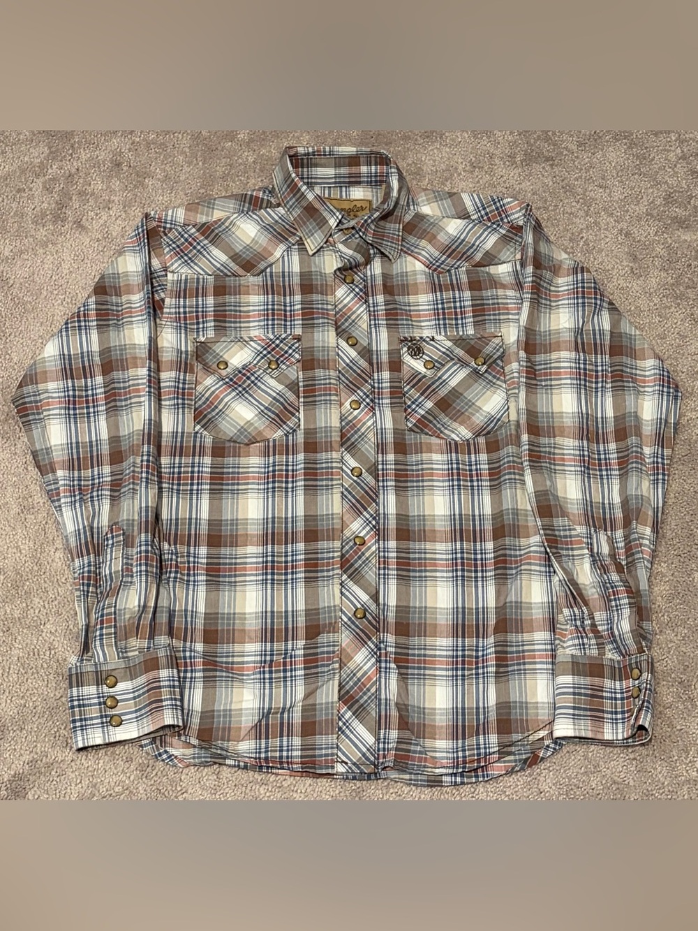 Men’s Wrangler Retro Western Shirts Brown Pearl Snaps Size Small Front Pockets